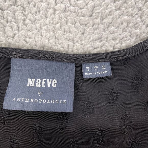 Anthropologie Maeve Midi Dress Womens Sz 4  Black Eudora 40s Inspired - Picture 2 of 9